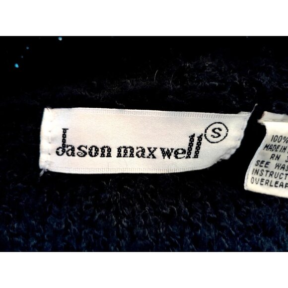 Vtg Jason Maxwell Womens Open Chunky Fuzzy Textured Cardigan Pockets Blk Size S - Picture 4 of 6